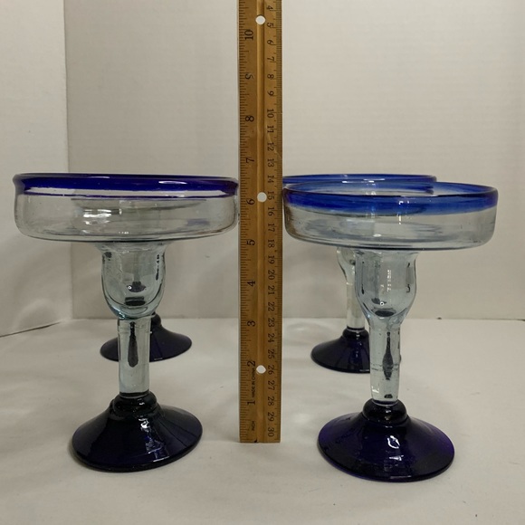 Blue Rimmed Glass Margarita Set - Picture 2 of 9